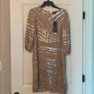 Gorgeous blush & silver sequin Parker black dress